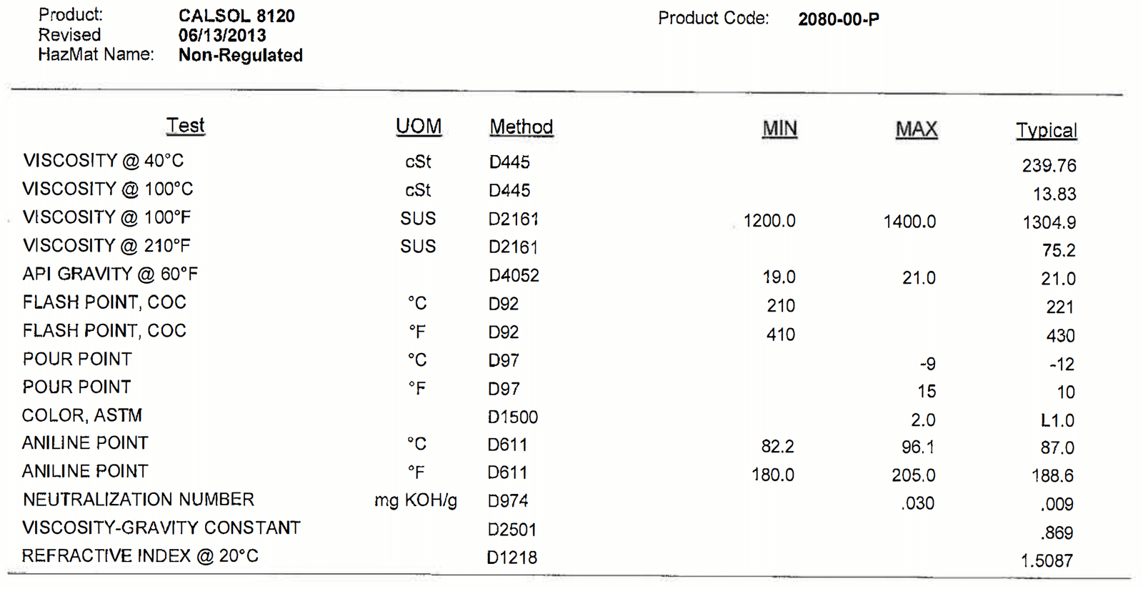 Data Sheet Calsol 8120